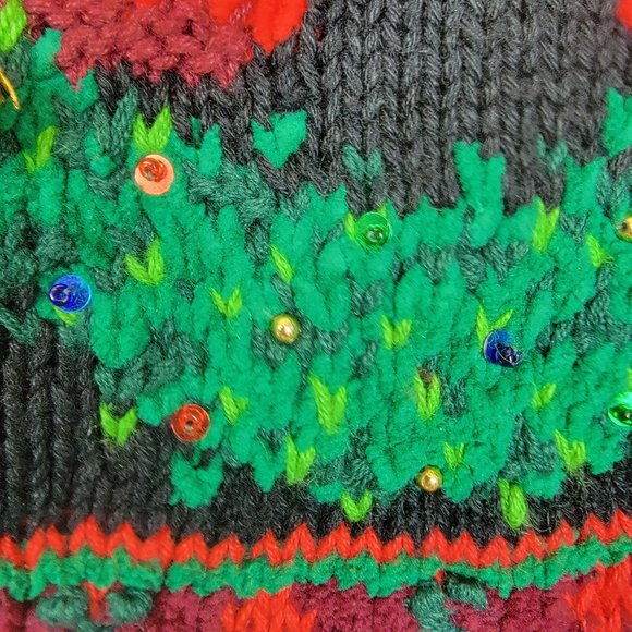 Vintage 1994 Christmas Wreath Ugly Sweater with Real Ornaments Size Medium - Picture 6 of 15